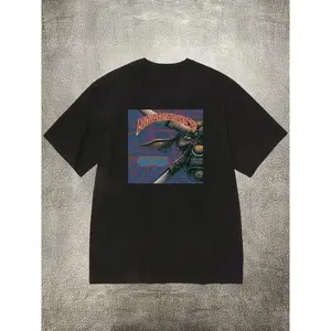 S-3XLMen's Black 200g Cotton Crew - Neck Short - Sleeve T - Shirt with "Monster Magnet" Band - Style Heat - Transfer Print