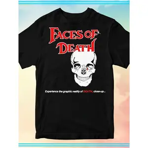 men's women's Faces Of Death 1978 Horror Movie Vintage Gothic Skull Graphic Tee - Black Shirt with Red Lettering - Classic Horror Film Fan Apparel - Machine Washable Men's T-Shirt for Gym, Halloween & Gifts for Horror EnthusiastsDX1024-166