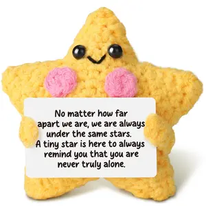1pc crocheted yellow star doll, Handmade crochet figure, a friendship gift, an emotional support decoration, a farewell gift for long-distance relationships moving, suitable for female friends, lovers, colleagues