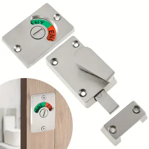Door lock indicator, reusable privacy toilet door lock, stable bathroom padlock with red and green indicators, easy to install, suitable for all toilet, bathrooms