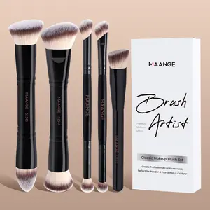 MAANGE 5pcs Makeup Brush Set, Face Makeup Brushes, Foundation Blush Contour Concealer Eyeshadow Brushes, Cosmetic Brushes for Foundation, Blush, Eyeshadow & Concealer, Gift for Women & Girls
