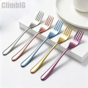 2Pcs Stylish Matte-Finish Colored Salad Fork, Food-grade Stainless Steel Forks with Rounded Handles; Premium Metal Forks for Desserts, Fruit, or Appetizers; Minimalist Cutlery Perfect for Everyday Dining, Table Settings,Outdoor and Parties