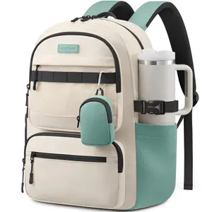 LOVEVOOK College Laptop Backpack, 15.6" Padded Daypack Trolley Sleeve, 14 Pockets, Waterproof Work Bag for Nurse Teacher Office Daily Commute with Accessory Pouch