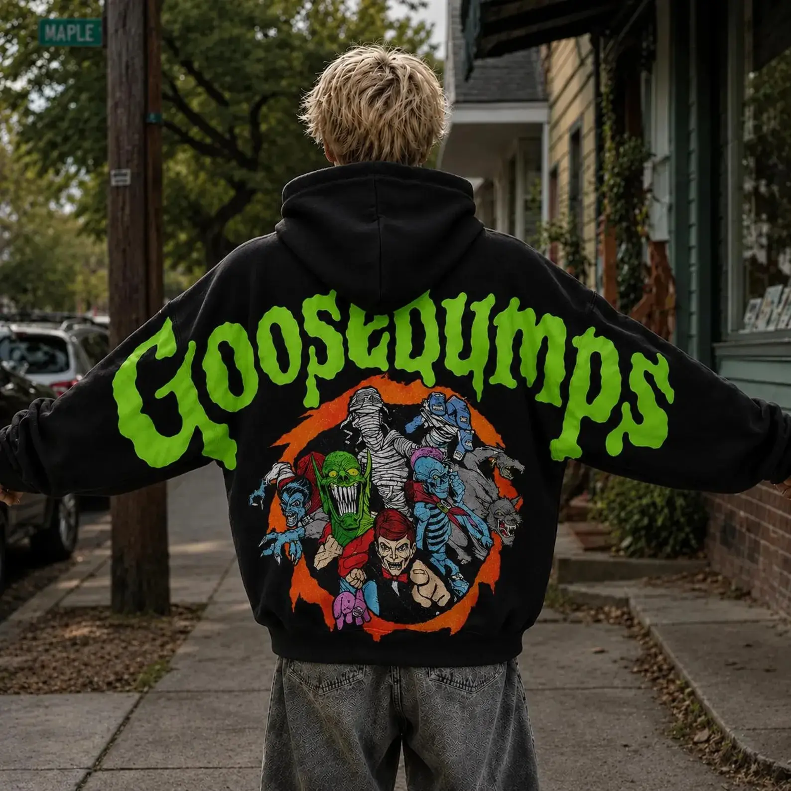 Vintage Goosebumps Characters Hoodie, Halloween Movie Sweatshirt, Spooky Seasons Tee, Falls