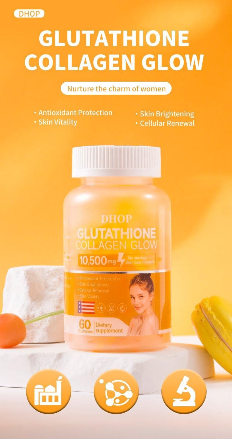 Tired of Dull Skin?  Try DHOP Glutathione Collagen Gummies | 10,500mg for Instant Skin Glow