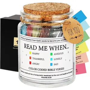 Bible Verse Jar with 90 Scripture Prayer Cards, Read Me When Inspirational Christian Gift for Women, Men & Teens, Reusable Glass Jar with Waterproof NIV Bible Verses and Beautiful Gift Box