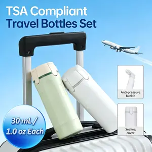 [2 Pack] 4-in-1 Travel Dispenser Bottle - Leak-Proof & Refillable | Lightweight, Easy to Carry for Business Trips, Gym & Vacations