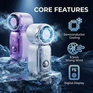Portable Handheld Cooling Fan - Mini Cooling Fan, 6 Speed Settings, 20000 RPM Max Speed, LED Display, USB Rechargeable, Includes Lanyard, Ideal for Hiking, Road Trips, Gift for Women
