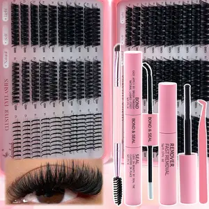 DIY Lash Clusters Kit For Voluminous Wispy Spikey Eyes, 10-20MM Individual Cluster Lashes Extensions In D Curl, 40D-120D Cruelty Free Lashes With Bond, Seal, Remover, Tweezers - Beginner Friendly Home Salon Kit Eyelashes Makeup