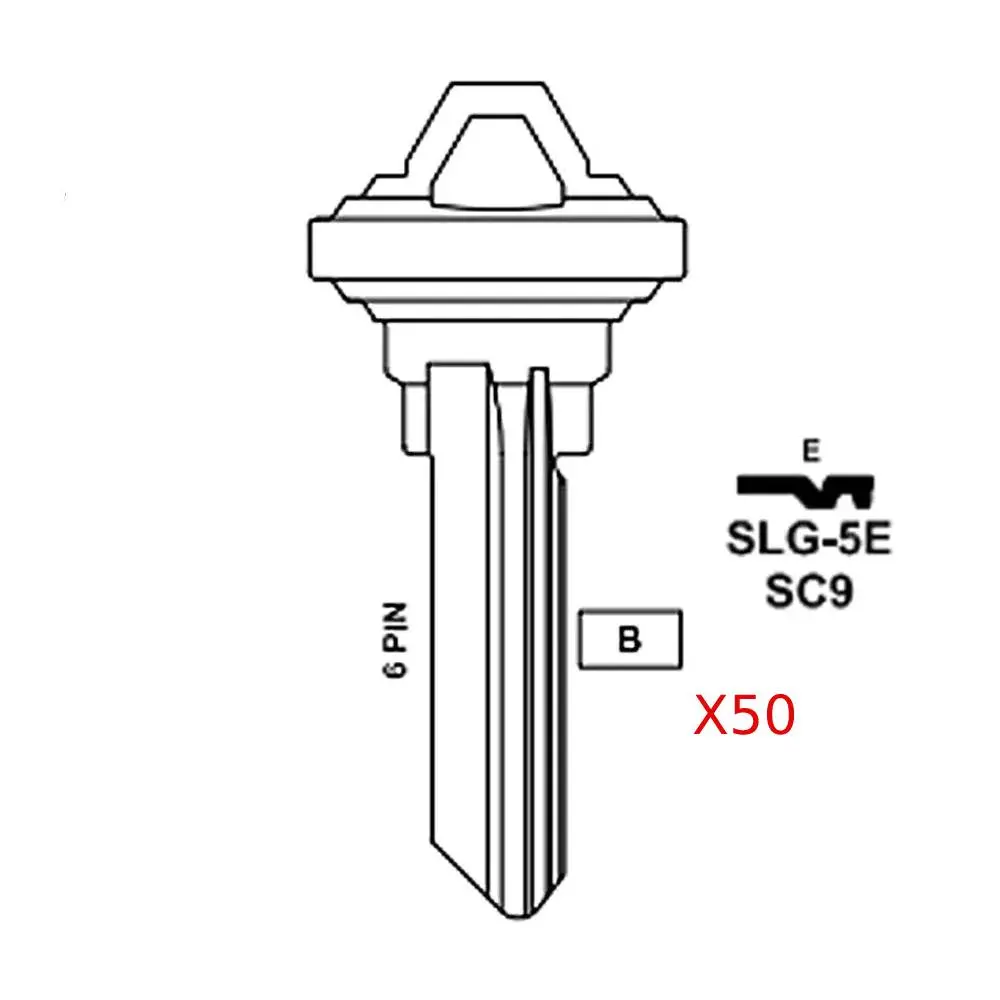 High-Quality Brass Schlage A1145E 6-Pin Key Blank - Fits A1145E 6-Pin Schlage Uncut Keys, Ilco Part #: SC9 BR, JMA Part #: SLG-5E, Pack of 50, Fits For A1145e 6-Pin Schlage Uncut Keys