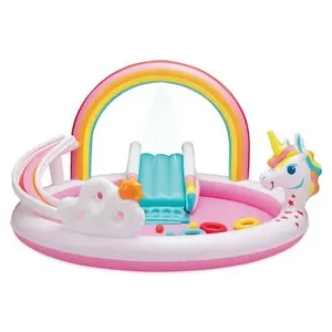 Bluescape Rainbow Unicorn Play Center, Inflatable Pool Game & Toys