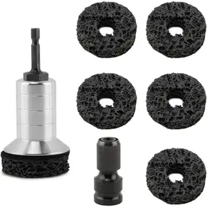 Wheel Hub Cleaning Tool Kit,  Hub Cleaning Kit Wheel Stud Cleaner, Quick Rust Removal Fits Power Drill or 1/2"  Driven Wrenches for Lug Studs, Rotors(Color:Black)
