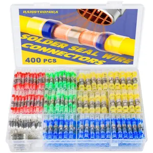 400PCS Solder Seal Wire Connectors Kit,26-10 Gauge Marine Grade Heat Shrink Wire Connectors,Waterproof Butt Connectors,Butt Splice Eletrical Wire Connectors Kit(5Colors/5Sizes)