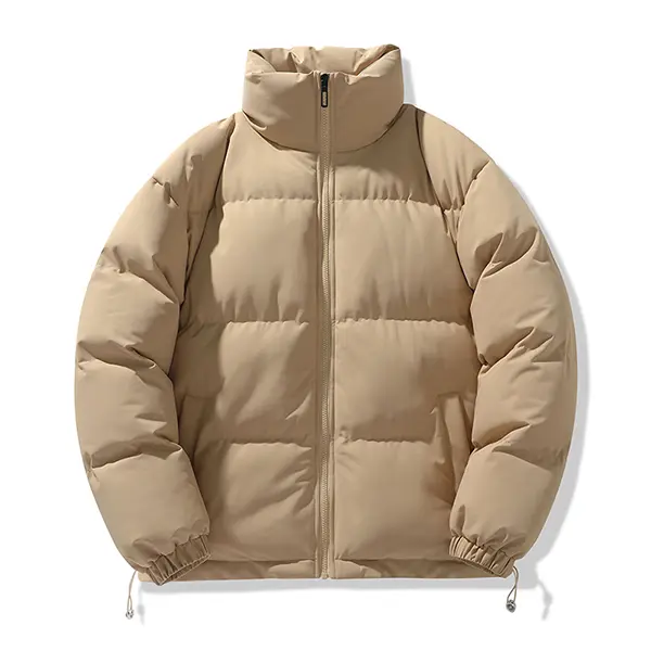 Men's Casual Beige Down Jacket - Relaxed Fit, Adjustable Hem, Layering & Trendy Winter Piece Men's Casual Beige Down Jacket - Relaxed Fit, Adjustable Hem, Layering & Trendy Winter Piece
