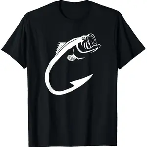 Stylish Fish Hook Minimal Art for Fishing Enthusiasts Casual TShirt Perfect Gift for Men Short Sleeve Streetwear