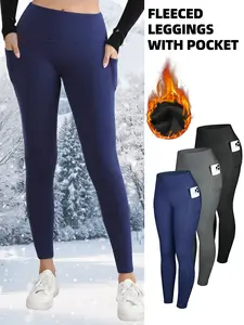 CHRLEISURE 3PCS Winter Warm Fleece Leggings with Pockets for Cold Weather High Waist Women's Cozy Workout Wear Fleece Pants for Yoga 【TikTokShopBlackFriday】