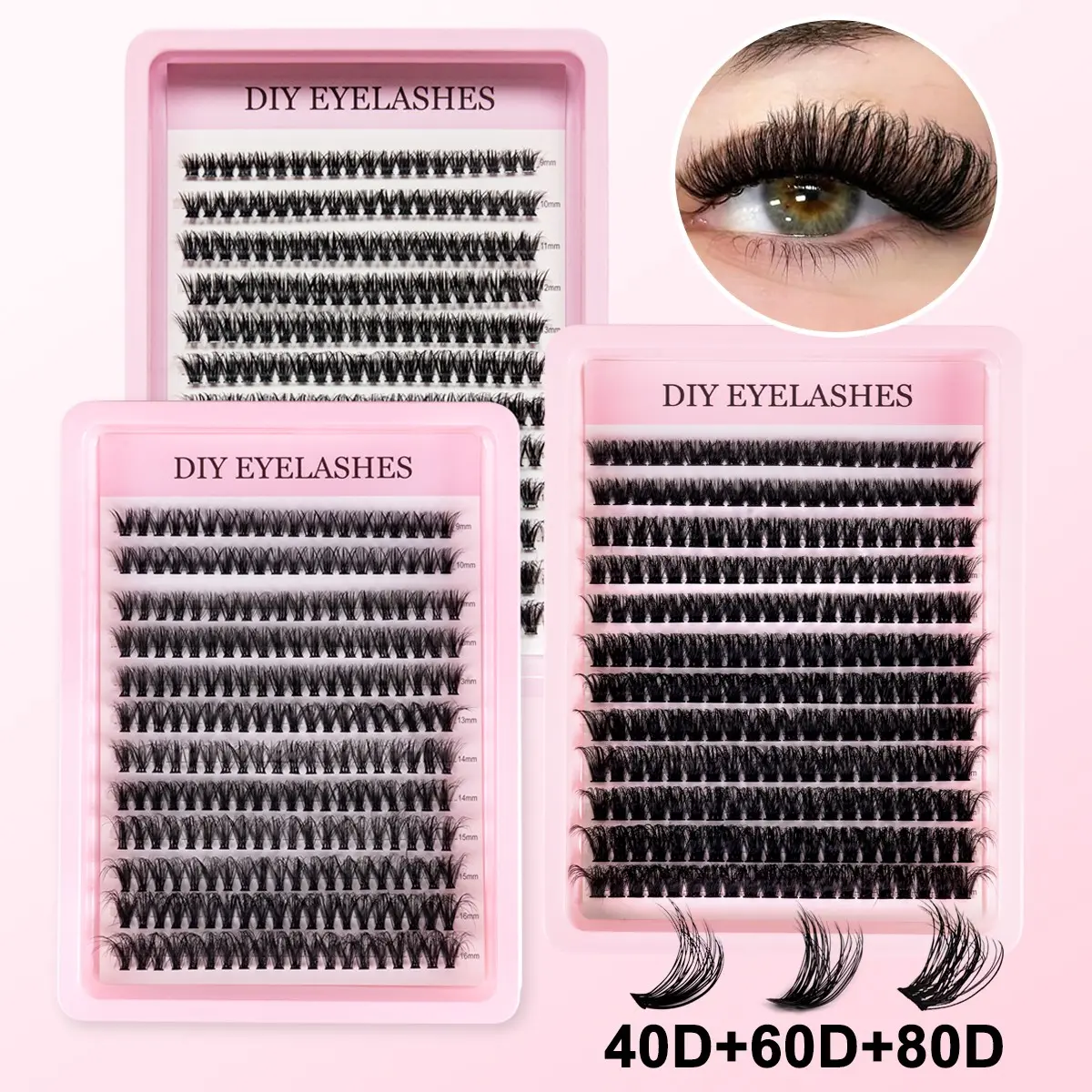 Self-eyelash extension suit, D roll, mixed length 9-16mm, perfect for parties and festivals, easy to operate, durable in design, for family use, Individual Lash Extensions, False Eyelashes Set
