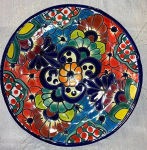 Talavera Plates Set of 2-10" inch Talavera Plates Set Mexican Pottery Ceramic