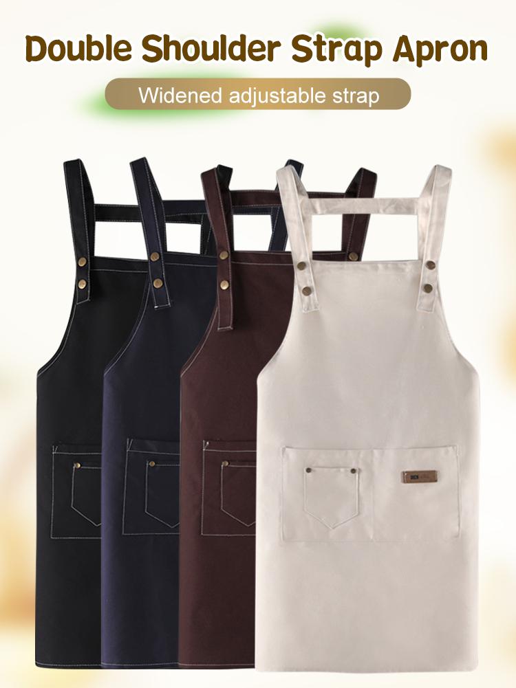 Kitchen Wipeable Waterproof Oil-Proof Unisex Work Apron For Men Adjustable Cooking Kitchen Aprons For Woman With Tool Pockets