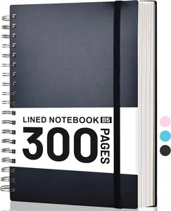 B5 College Ruled Spiral Notebook 7.3"x10.15" 300 Page Journal, Lined Spiral Notebooks Thick 100GSM Paper Hardcover Writing Notebook for School, Work, Students, Women & Men.Black