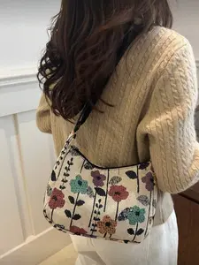 Vintage Bohemian Floral Print Crossbody Bag, Vintage Shoulder Backpack, Women's Handbag with Wallet, Ladies Boho Style