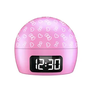 Hello Kitty Cartoon Heart Ambient Room Light Clock - LED Digital Time Display, Built-In Alarm, USB Port Power Supply