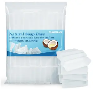 MAQIHAN Soap Base Natural 2LB - Clear Glycerin Base for Soap Making Melt and Pour Organic Glicerina para Hacer Jabones Foaming Additives Odorless Good Cleaning Ability Soap Making Supplies