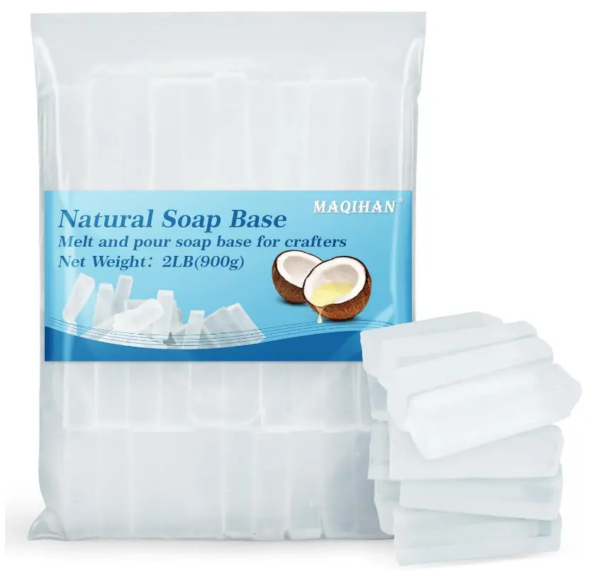 MAQIHAN Soap Base Natural 2LB - Clear Glycerin Base for Soap Making Melt and Pour Organic Glicerina para Hacer Jabones Foaming Additives Odorless Good Cleaning Ability Soap Making Supplies