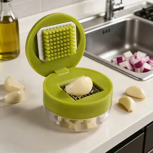 1pc Multi-functional Stainless Steel Garlic Press - Simple Manual Garlic Grinder, Slicer, Grater, Kitchen Tool, Kitchen Utensil for Restaurants and Food Trucks