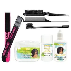 ARHGOAT Perfect Edge Control 6.53 oz, Hair Wax Stick 1oz, Waterproof Lace Glue 1.69 oz with Hair Styling Comb Set (Teasing Hair Brush, Rat Tail Comb, Edge Brush, and Elastic Band)