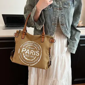 Trendy Oversized Lettered Tote  with a Retro Design, Perfect for Commuting. It Features a Detachable Shoulder Strap And Is Ideal for Daily Storage commuter womens crossbody bag tote bag