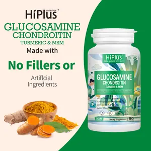 HiPlus Glucosamine Chondroitin MSM and Turmeric Joint Support Supplement for Women & Men with Boswellia & Glucosamine Sulfate 1500 mg - 90 Capsules