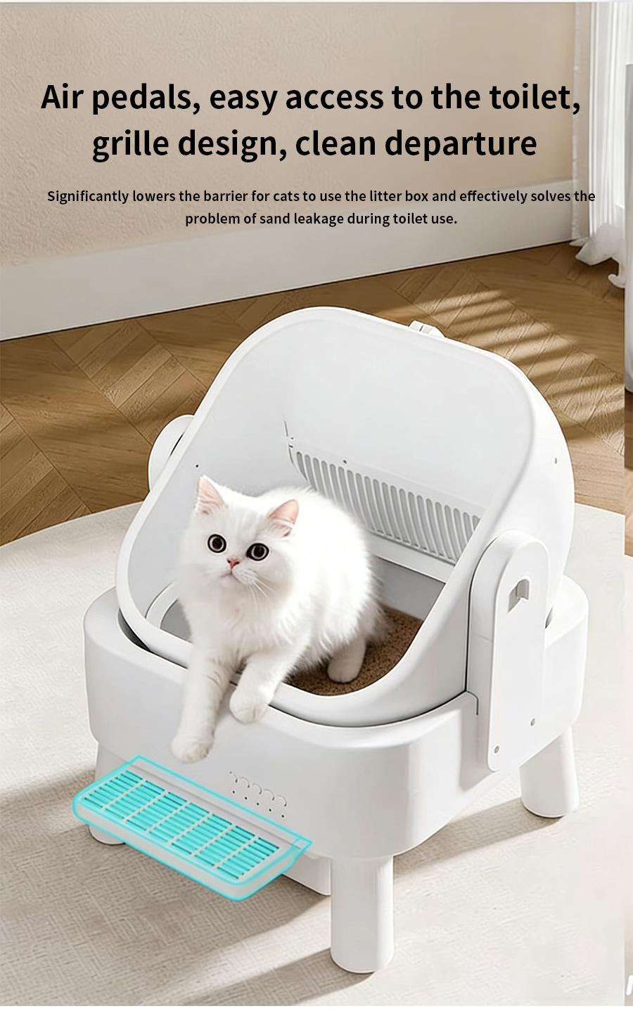 Self-Cleaning Litter Box for Multi-Cat Homes Open-Top Auto Cleaner with APP Control Safety Sensors Odor Lock & Large 10.5L Waste Bin(Only Support 2.4G Wifi)