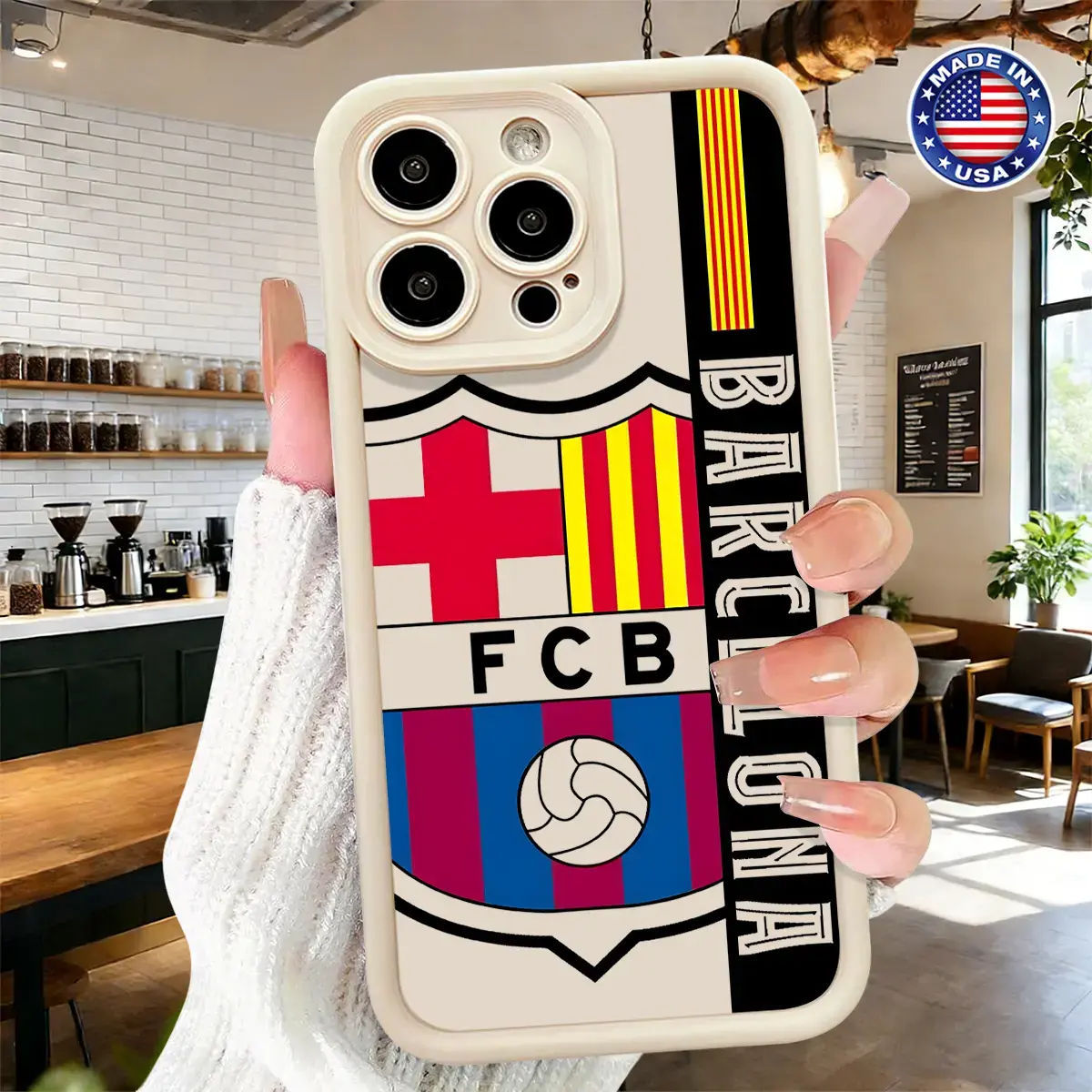 Barcelona Football Club Logo Football Fashion Silicone Casing - Flexible TPU Slim Cover, Lightweight, Durable Multi-Model Smartphone Case for iPhone 17,16,15,14 Pro Max,13,12,11,XR,XS Plus,Air