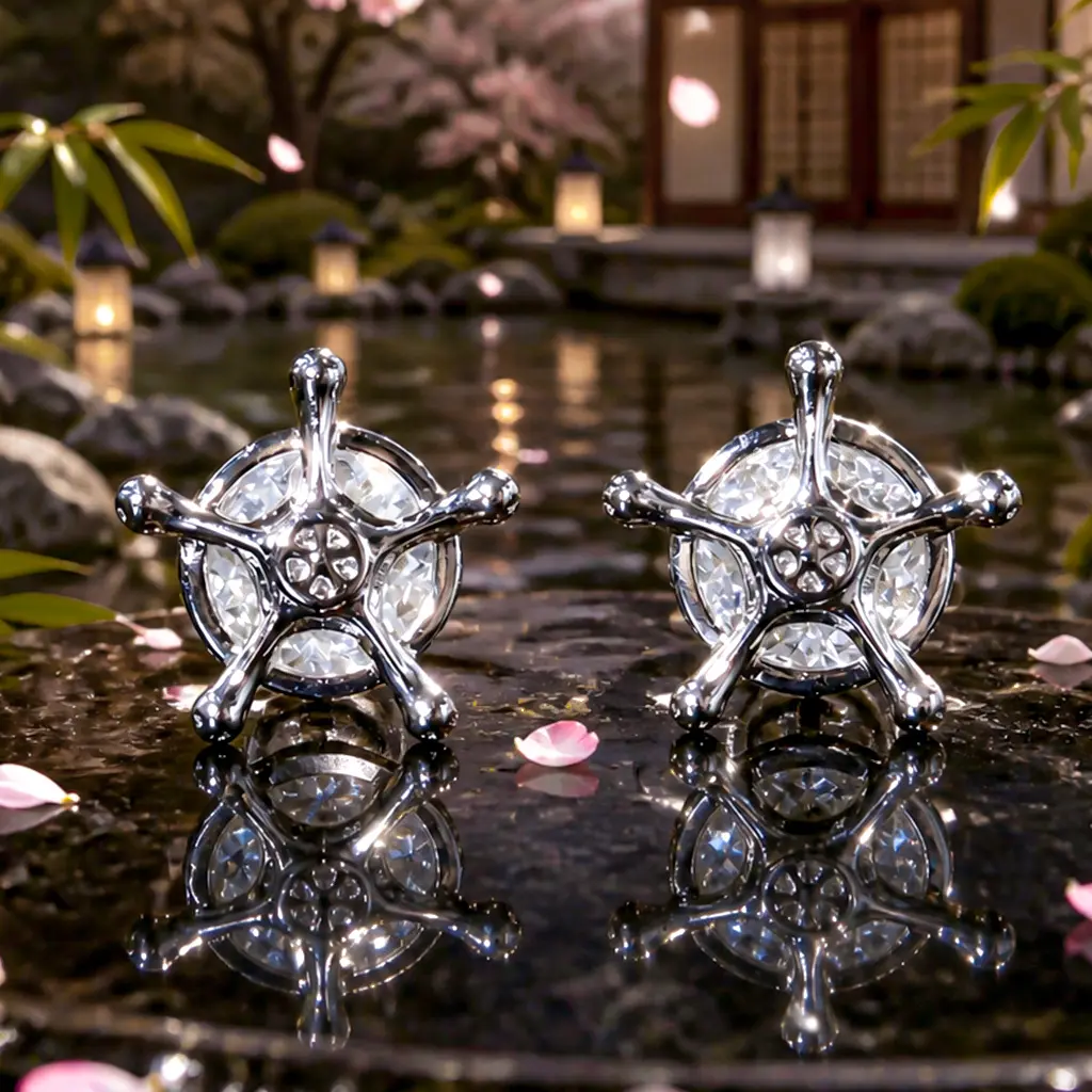 [BLEACH×HELLOICE]Iced Out Quincy Cross Earrings 18K Gold Plated Stud Earrings