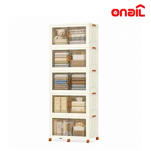 ONAIL  Super large Foldable Storage Box with Lid, Stackable Household Storage Holders with Wheels Organiser