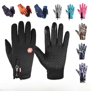 Practical Outdoor Touchscreen Warm Gloves Winter Autumn Fleece Windproof Zipper Gloves for Men and Women Hiking Skiing Cycling