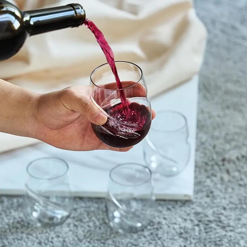 Wave Design Whiskey Glasses with 4 Straws, Old Fashioned Clear Crystal Drinking Glasses, Premium Bar Glassware for Whiskey, Beer, Cocktails, Wine & Home Bar Entertainment