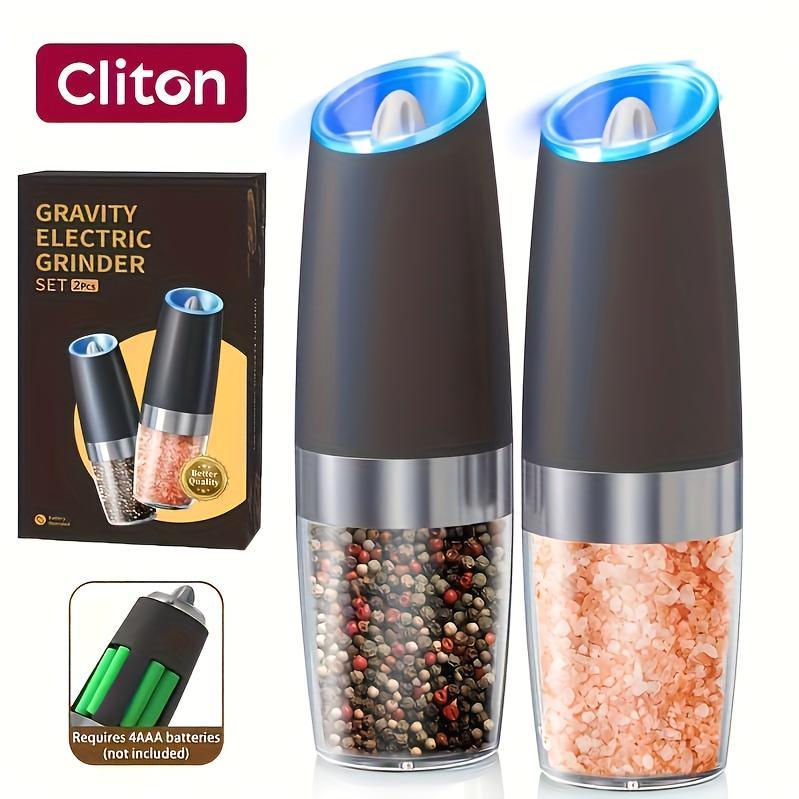 1pc-2pcs Electric Salt and Pepper Grinder Set with LED Lights - Large Capacity, Gravity-Driven Mechanism, Multi-Color Options, Modern Home Kitchen Utensils for Seasoning