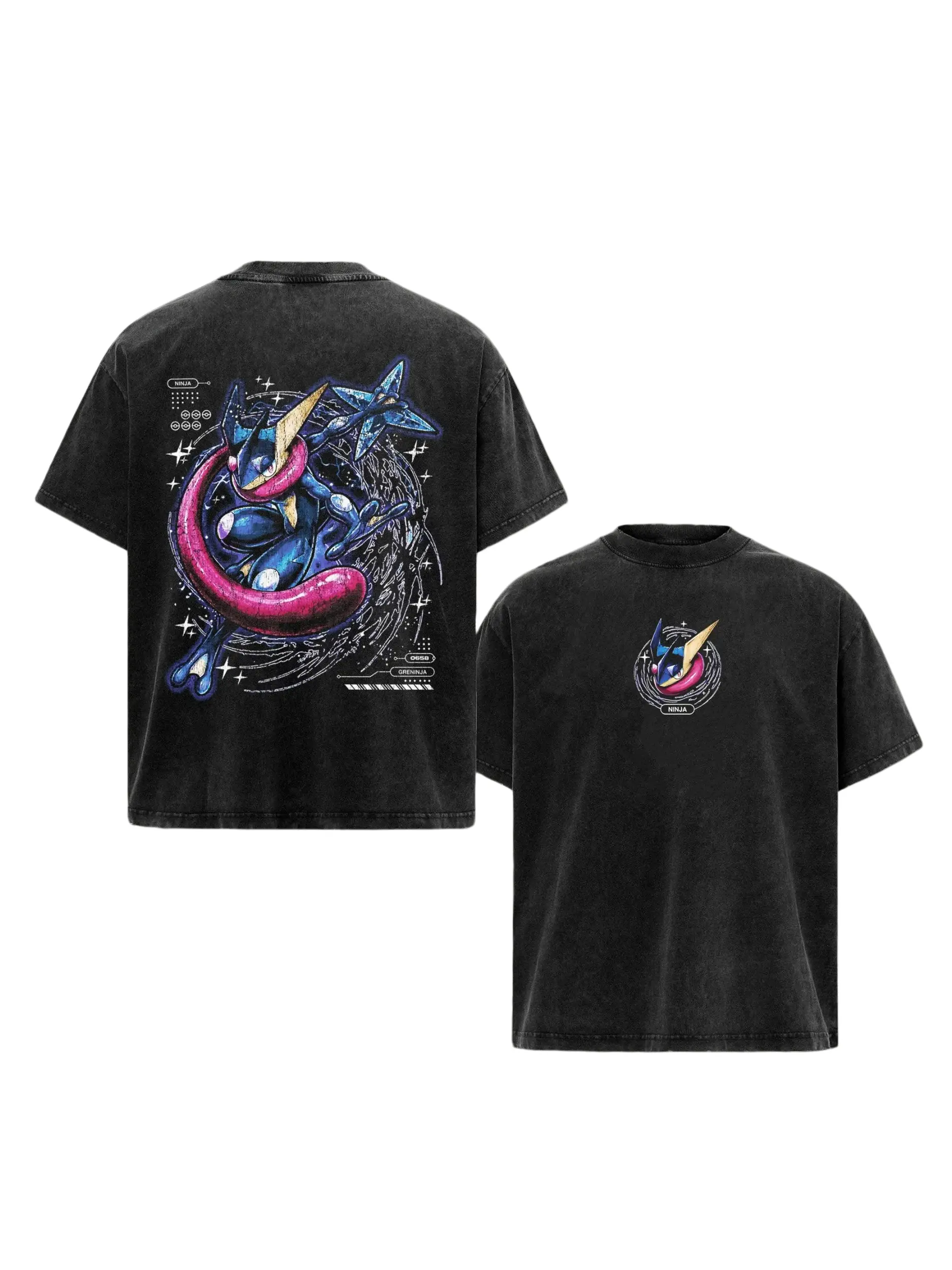 Greninja Anime Washed Tee Shirt, Vintage Anime Shirt, Retro Anime Shirt, Graphic Anime Unisex Shirt, Oversized Anime Acid Washed T-shirt