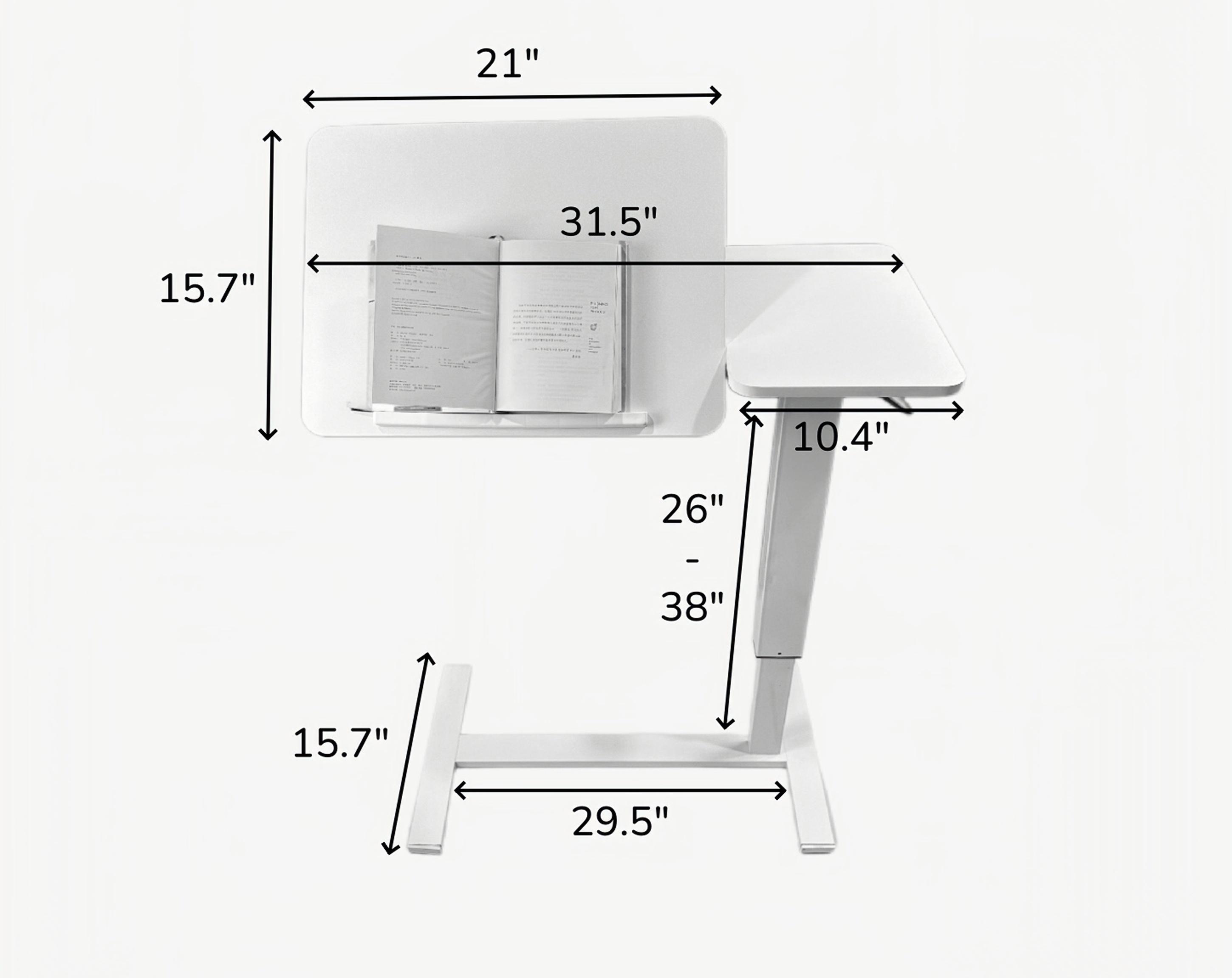 Overbed Bedside Table Adjustable with Wheels Mobile Standing Stand Up Rolling Laptop PC Desks with Tilting Top Height Tray Side Computer for Bedroom