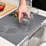 Foldable Silicone Dish Drying Mat, Collapsible Dish Mats, Heat Resistant Non-Slip Quick-Dry Pad, Dishwasher Safe Kitchen Counter Protector, Kitchenware, Modern Kitchen Essential