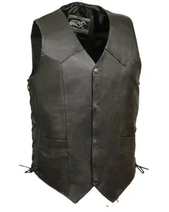 Milwaukee Leather Men's 4X Classic Side Lace Biker Vest Tall - El5315 -4X