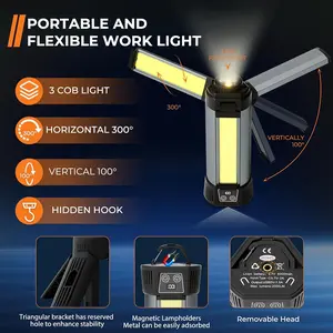 Camping Gear And Equipment, 6000/14500mAh Rechargeable LED Camping Light With Tripod Stand, 10 Light Modes, 3 Height Adjustments, Portable Flashlight & Work Light For Outdoor Activities, Courtyard Lighting & Emergency Use.