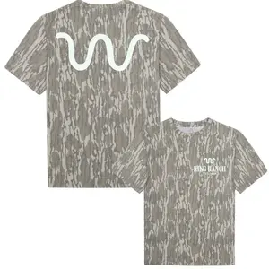 Men's Unisex Short-Sleeve Heritage Running Tee - Mossy Oak Camo, Cherry, Leopard Graphic Print, Soft Stretch, Breathable Cotton, Casual Oversized Menswear Streetwear Shirt