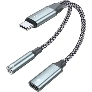 USB C to 3.5mm Headphone and Charger Adapter 2-in-1,Type C to Aux Jack  with PD 60W   for iPhone17 16 15 Pro Max Plus,  Galaxy S22 S23 S24 S25 Ultra, Note 20, iPad Air4,