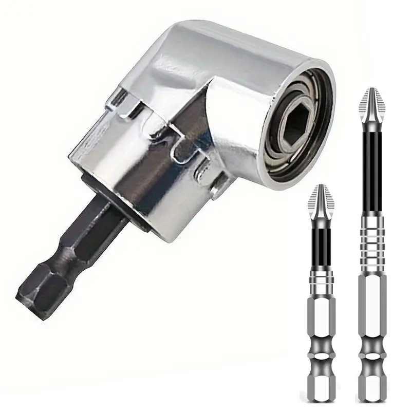 Angle Drill Bit Holder, 1/4 Strong Magnet Right Angle Driver Attachment, 105 Angle Extension Angle Drill Bit Holder, Power Tool Accessories