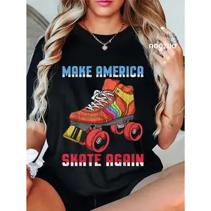 100% Cotton 80's Rollerskates T Shirt Vintage Roller Skating Disco T-Shirt