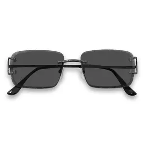Cut Edge Frameless Sunglasses – Black Lens Fashion Sunglasses