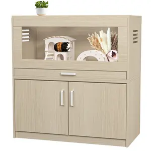 Aobtkel®Hamster Cage,Rat Cage Wood with Independent Storage Cabinet,House for Chinchilla with Guinea Pig Hutch and Bridge,Easy View Acrylic Panels,Living Habitat X-large(31.50" L x 15.75" W x 32.28" H)    RR#Summervibes